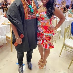 Red ankara African print dress